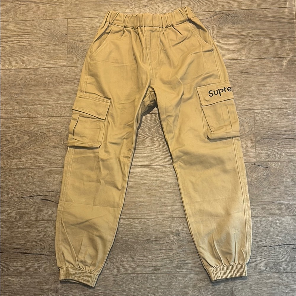 Supreme Tan Cargo Pants Elastic Waistband Relaxed Fit